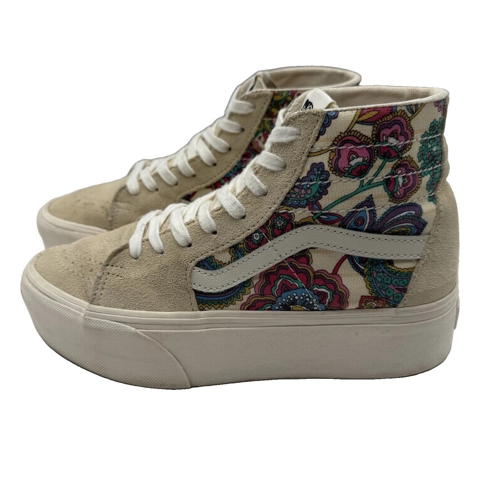 Vans Sk8-Hi Platform Paisley Floral Women's 8 Men's 6.5 Shoes Stackform Beige